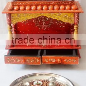 Hand Painted Wooden Temple With 2 Drawers thumbnail-6
