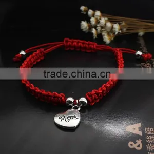 Heart Charm Red Cord Handwoven Bracelet Red Luck Friendship Bracelet Best Mother's Day Bracelet Gifts thumbnail-4