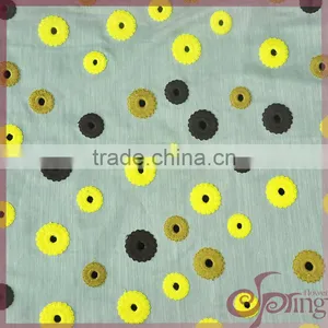 Hollow-out Colorful Floral Embroidered 100% Cotton Lace Fabric thumbnail-1