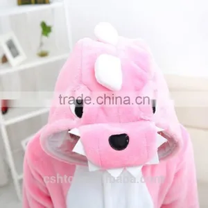 Flannel Cartoon Adult Animal Jumpsuit Animal Pajamas Jumpsuit Pink Dinosaur Design thumbnail-3