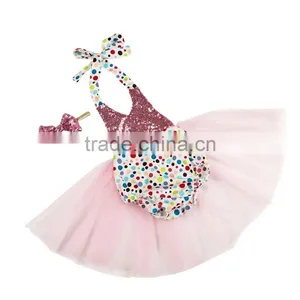 Newest Birthday Kids Tutu Skirts Sequin Romper Tutu Set 2 Piece Skirt Sets thumbnail-5
