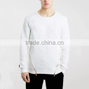 Fashion Mens Sweatshirt Blank White Side Zipper Sweatshirt Blank Two Sided Zipper thumbnail-1