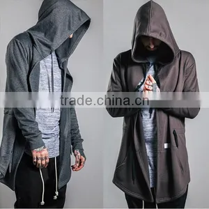 Mes Fashion Oversized Longline Zipper up Hip Hop Hoodie thumbnail-2