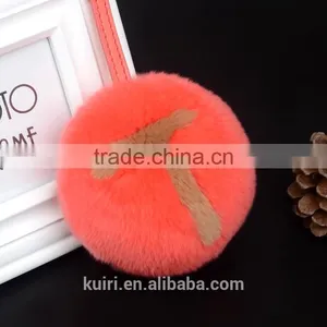 Selling English Letters Design Rex Rabbit/fox Fur Pom Pom Keychain thumbnail-3