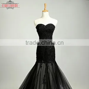 Long Floor-length Black Mermaid Wedding Dresses/Backless Wedding Dress thumbnail-5