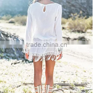 Walson Sexy Long-sleeved Lace Tassel Beach Dress thumbnail-4