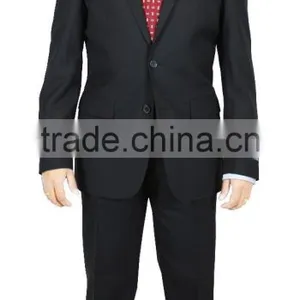 NAAMS MEN'S WOOL 2 BUTTON 2 VENT SLIM FIT SUIT JACKET FLAT FRONT PANT BLACK HERRINGBONE thumbnail-1