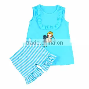Wholesale Girl Summer Cartoon Little Angel Pattern Suit Navy Fashion Clothes for Girls thumbnail-1