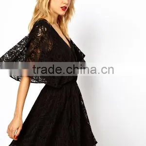 Lace Dress With Cape Back thumbnail-1