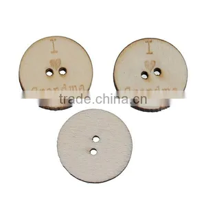Wood Sewing Buttons Scrapbooking 2 Holes Round Natural Message Pattern I Love Grandma " thumbnail-3