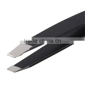2016 High Quality Lowest Price Black High Quality Stainless Steel Slanted Tip Eyebrow Tweezer Hair Removal Makeup Clip Tool thumbnail-2