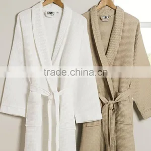 Wholesale Factory Cheap Hotel 100 Cotton Waffle Bathrobe thumbnail-3
