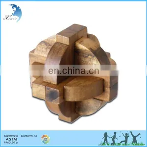 Cheap Price Custom Kongming Lock Brain Teaser Wooden 3D Football Puzzle thumbnail-3