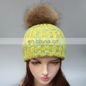 Custom Ladies Winter Hat With Fur Pom Pom thumbnail-2