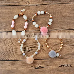 Custom Colorful Pompom Beaded Bracelet thumbnail-2