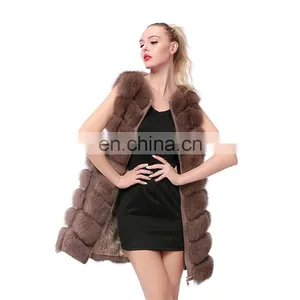 Winter New Fox Fur Vest Women Elegant Real Full Pelt Fox Fur Gilet thumbnail-1