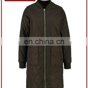 Factory 100% Polyester Women Quilted Long Damiond Quilted Jacket thumbnail-1
