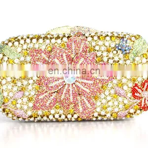 Crystal Clutch Bags With Stone Fushia Color Handmake Evening Clutch Bags for Party thumbnail-5