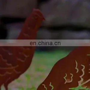 Chicken Silhouette Rusty Metal Corten Steel Sculpture thumbnail-1