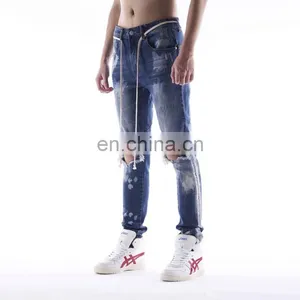 DiZNEW Stock Vintage Skinny Ripped Custom Blue Jeans thumbnail-2