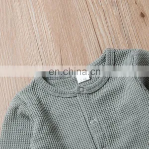Solid Color Unisex Baby Rompers Ribbing Cotton Infant Baby Jumpsuit Rompers thumbnail-2
