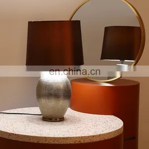 Top Sale High Quality Bucket Shape Bedside Desk Light Custom Gold Table Ceramic Lamp for Hotel thumbnail-1