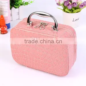 New Style Korean Nail Art Retro Portable Crocodile Grain Large Capacity High Grade Cosmetic Bag thumbnail-1