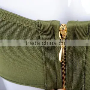 Summer Dress Wholesale 2016 New Strapless Army Green Two Piece Set Sey Bodycon Celebrity Party Pencil Women Bandage Dress Bandag thumbnail-4