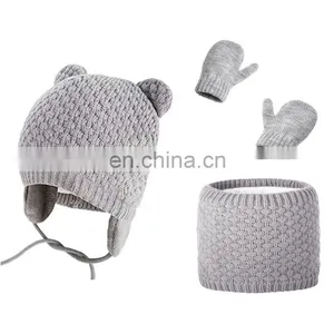 Children's Winter Warm Knit Hat Cute Glove Kids Caps Girls Boys Hand Protection Lovely Glove Baby Kids Girls Boys Gifts thumbnail-4