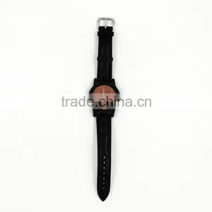 Wholesale Fashion Wood Watch Men Custom Logo Wrist Watch With Genuine Leather Band thumbnail-5