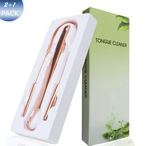 Hot Sell Stainless Steel Tongue Cleaner Scraper With Colorful Handle for Oral Care thumbnail-2