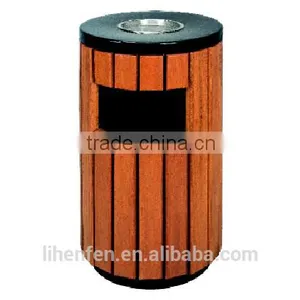 Plastic Wooden Stylish Hot Sale Outdoor Garbage Bin thumbnail-3