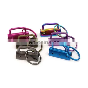 Wholesale Bulk Colorful Nickle Plated Metal Key Ring Tail Clip Fob Hardware Hanger Rings With Keyring Buckle thumbnail-3