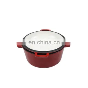 5-QT 2 in 1 Cast Iron Cookware, Double Dutch Oven Casserole Pot thumbnail-2