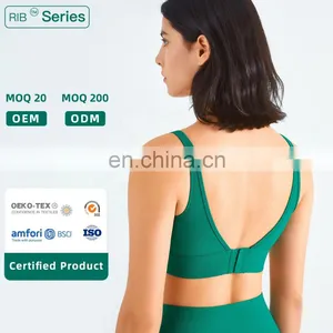 Custom Rib Adjustable Buckle Sports Bras Backless Gym High Impact Yoga Top thumbnail-1