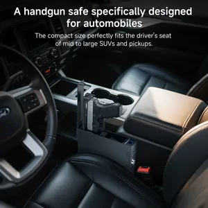 Biometric CarSafe Bedside Pistol Vault for Vehicle Installation Fingerprint Password Access Impact-Resistant Emergency Tools thumbnail-1
