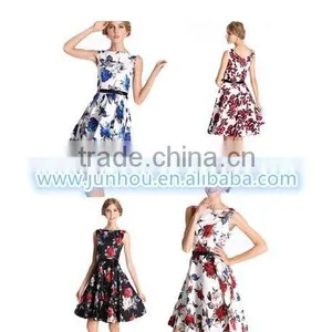 POLKA DOT DRESS MANUFACTURER CLASSY POLKA DOT VINTAGE 50's PINUP TEA RETRO DRESS thumbnail-1