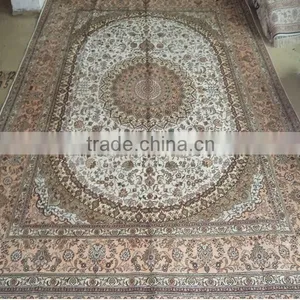 9x12 Size Hand Knotted Persian Rug in Cotton & Silk thumbnail-3