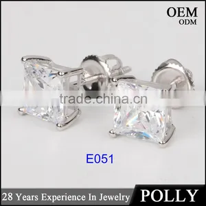 14KT Solid Gold Princess Cut AAAAA CZ Earrings Jewelry Manufacturers thumbnail-1