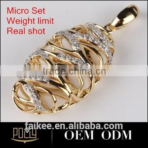 2015 New Design Fashion Jewelry 18K Rose Gold Diamond Leaf Pendants Micro Set thumbnail-1