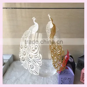 Assorted Colors Wedding Party Decoration Butterfly Shape Wine Glass Cup Card Luxury Phoenix Design thumbnail-4