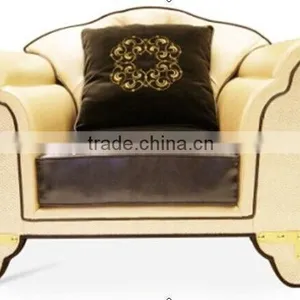 Luxury Classic Design Living Room Furniture Beige Leather Sofa Set Sectional Vintage Sofa thumbnail-1