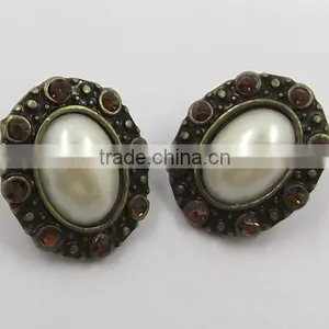 Simple Ivory Pearl Rhinestone Earrings Stud thumbnail-1