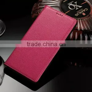 DLS Litchi Grain Genuine Leather Flip Case for Sony Z5 Plus Wallet Cover Case With Card Slot MT-5195 thumbnail-2