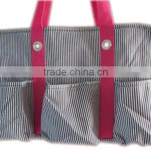 Utility Tote Bag With Pink Shoulder Straps thumbnail-2