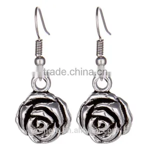 Vintage Silver Animal Dragonfly Elephant Skull Cross Heart Clover Multi-Style Earring thumbnail-6