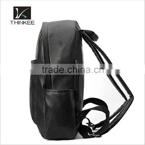 Pure Black High Quality Blank pu Leather Backpack Bags thumbnail-2