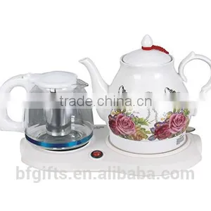 Enamel Kettle Set/ Ceramic LED Electric Kettle/ White High Quality Teapot Set/ 2015 New Design thumbnail-2