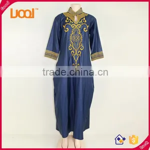 NEW African Women Blue Dashiki Traditional Dress 2 Pocket thumbnail-1
