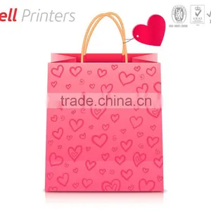 Pink Color Paper Bag With Heart Shape Hanging With Handle thumbnail-1
